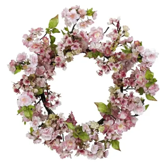 24" Pink Cherry Blossom Wreath {1}