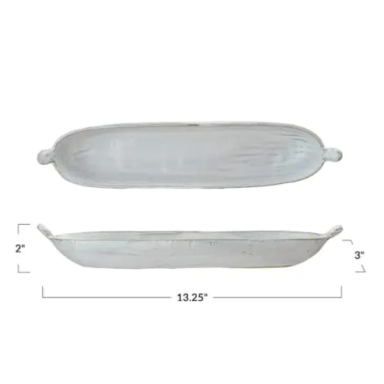 Hello Honey&reg; 13.25" Long White Stoneware Dish with Reactive Glaze {6}