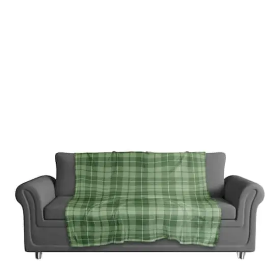 Green Plaid Fleece Blanket {4}