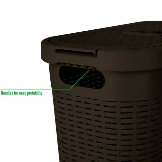 Mind Reader 23.5'' Slim Laundry Hamper with Cutout Handles Brown {7}