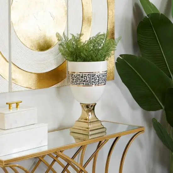 Gold Dolomite Glam Vase, 15" x 8" x 8" {8}