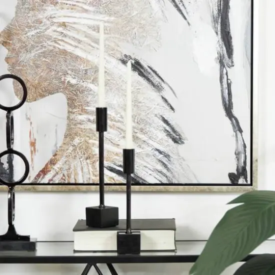 Black Aluminum Slim Candle Holder with Block Base Set {5}