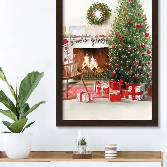 Christmas Morning Walnut Framed Print Under Plexiglass {4}