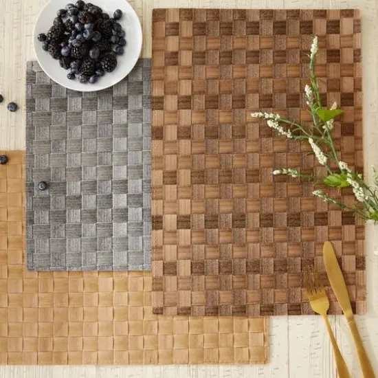 DII&reg; Reversible Basket Weave Woven Placemats, 4ct. Leather Brown {9}