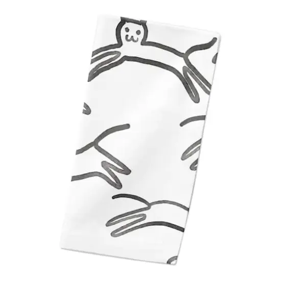 Leaping Cat Pattern I 10" x 10" Cotton Twill Napkin {3}