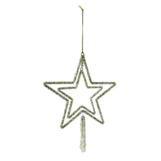 Hello Honey® 10" Gold & White Metal Star Glass Beaded Ornament with Tassel {1}
