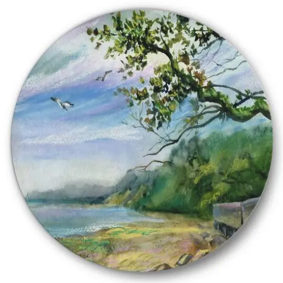 Designart - Coast of The Baltic Sea - Nautical & Coastal Metal Circle Wall Art {1}