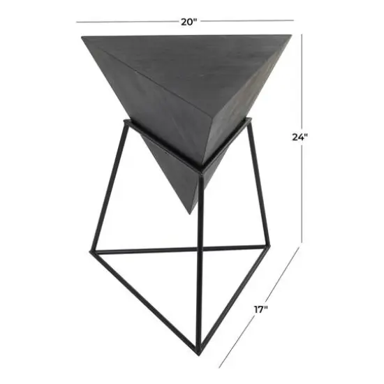 24" Metal Modern Accent Table Black on Black {8}