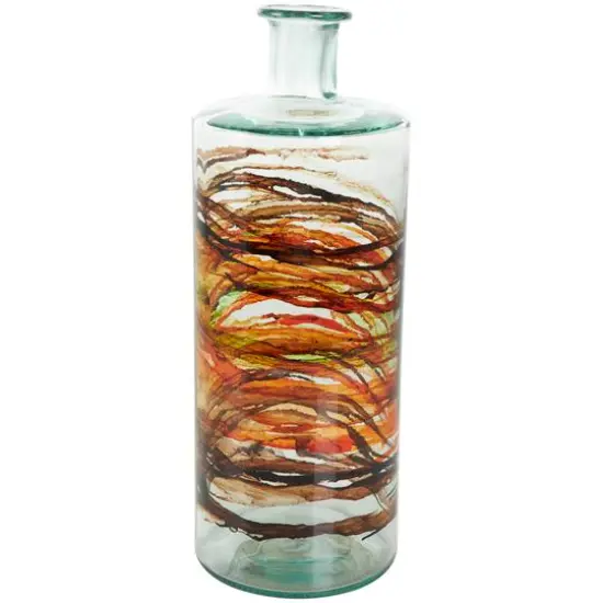 16" Orange & Brown Swirl Spanish Bottle Vase {8}