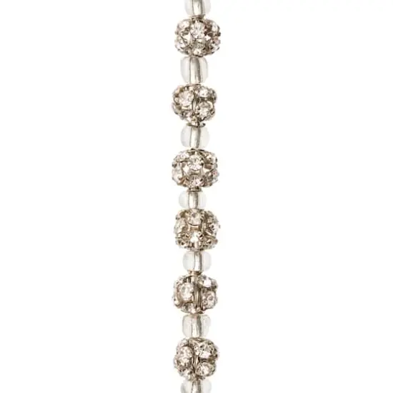 Rhodium with Clear Rhinestone Studded Round Beads, 6mm by Bead Landing&trade; {1}