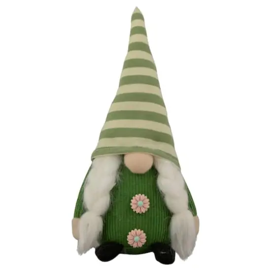 9.25" Green Striped Hat Girl Springtime Gnome {1}