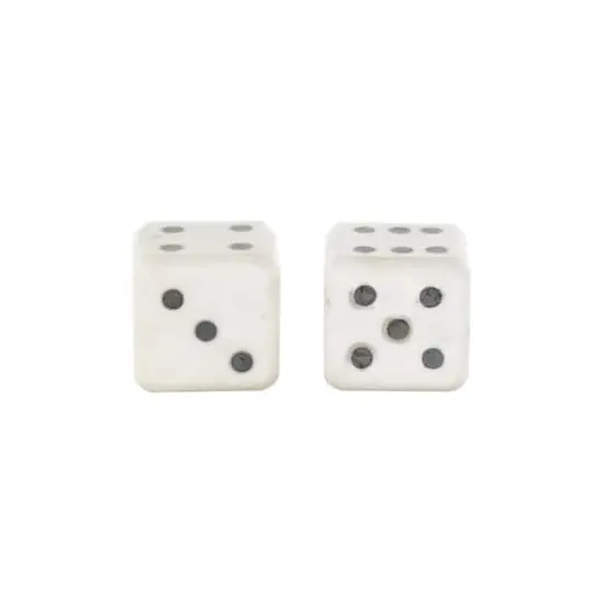 3.5" White Marble Dice Decorative Bookend Set {9}