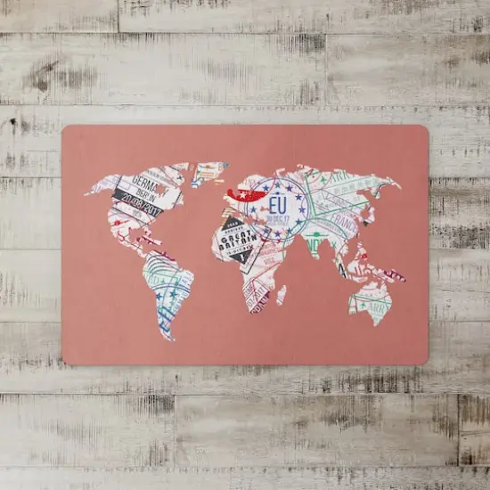 World Map Stamps 27" x 18" Floor Mat {1}