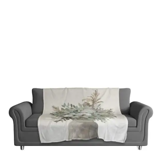 Modern Transitional Flowers 50" x 60" Coral Fleece Blanket {4}