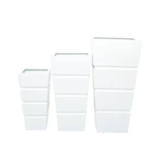 White Modern Planter, Set of 3" 13", 10", 15" {6}