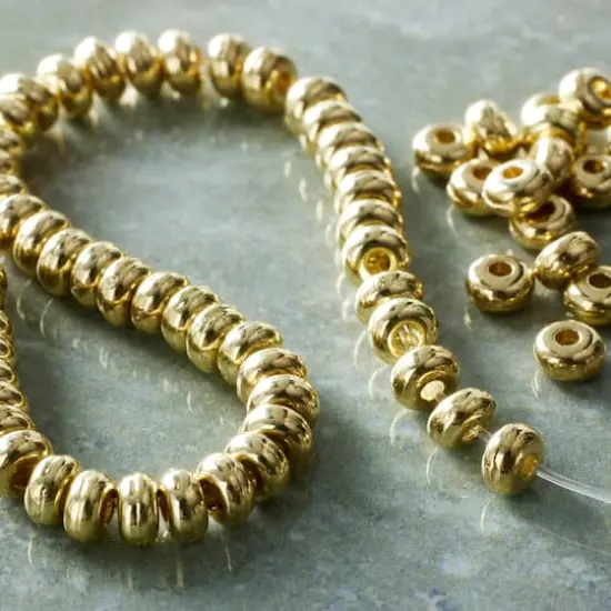 Gold Toned Metal Rondelle Beads, 4mm by Bead Landing&trade; {3}
