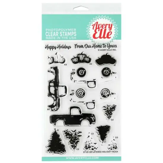 Avery Elle Layered Holiday Truck Clear Stamp Set {1}