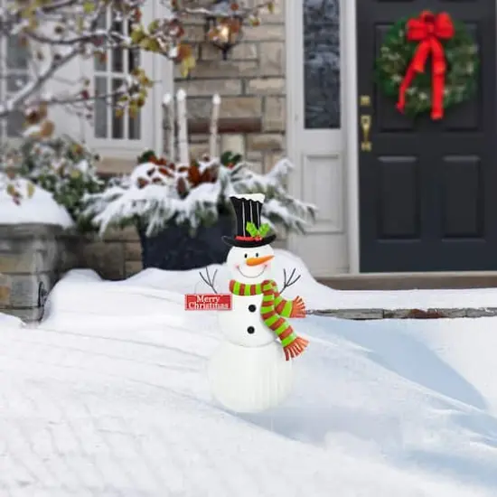 Glitzhome&reg; 40" Metal Snowman Yard Stake {5}