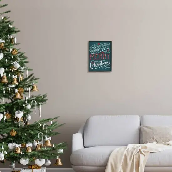 Stupell Industries Have Yourself Merry Christmas Phrase Framed Giclee Art Black {3}