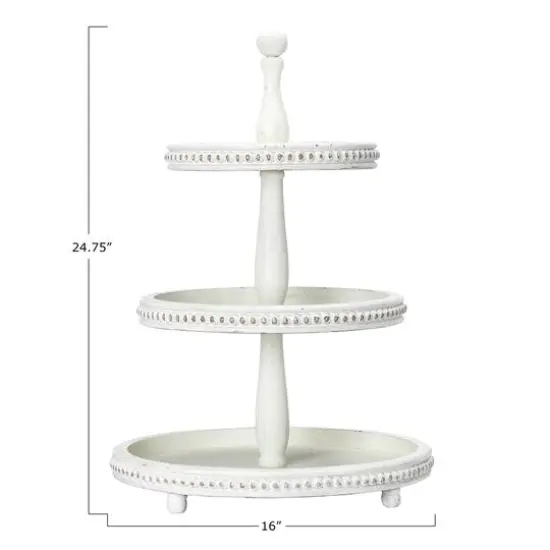 Hello Honey&reg; 24.8" White 3-Tier Decorative Wood Tray {6}