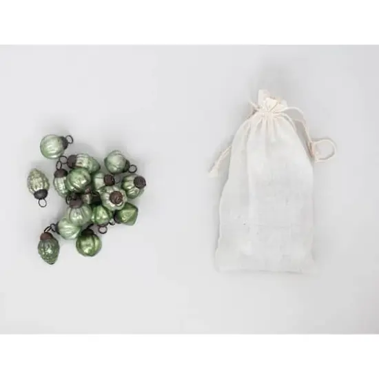 Hello Honey&reg; 36ct. 1" Green Embossed Mercury Novelty Ornaments in Muslin Bag {3}