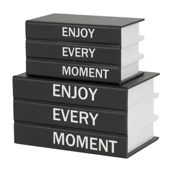 Enjoy Every Moment Canvas Storage Book Box Set Black {1}