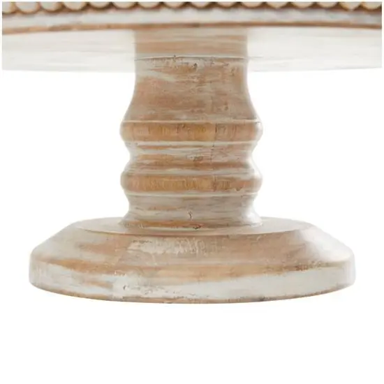 12.25" Cream Wood Cake Stand with Glass Dome Tabletop D&eacute;cor {5}