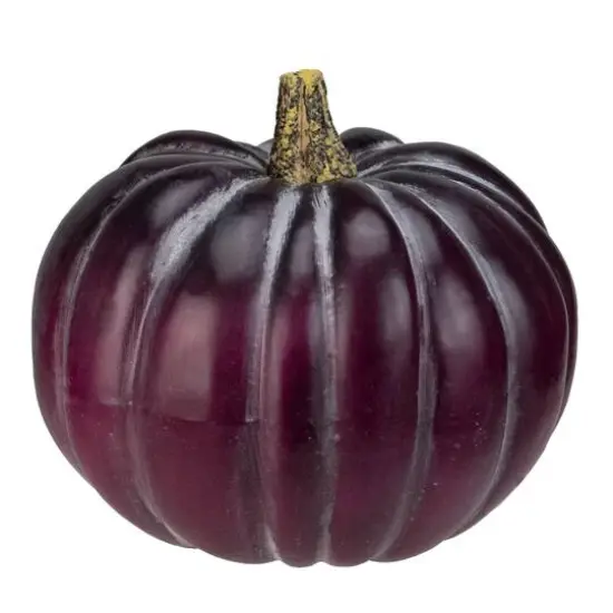 10.5" Dark Purple Round Pumpkin Tabletop D&eacute;cor {1}