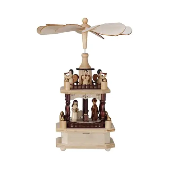 Hello Honey&reg; 13" Musical Rotating Angels Round Wood Christmas Pyramid {1}