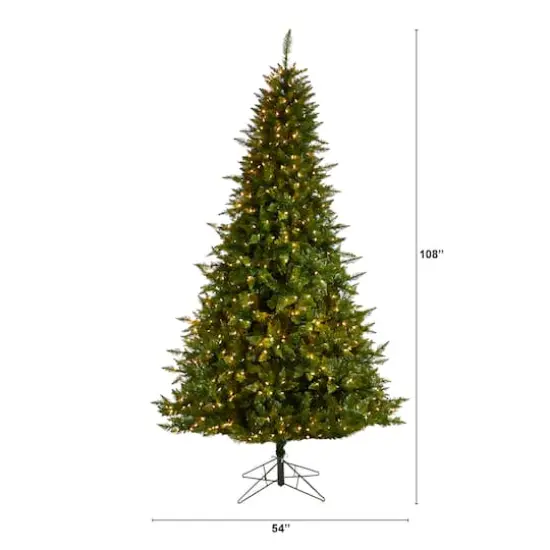 9ft. Pre-Lit Vermont Spruce Artificial Christmas Tree, Color Changing LED Lights {8}