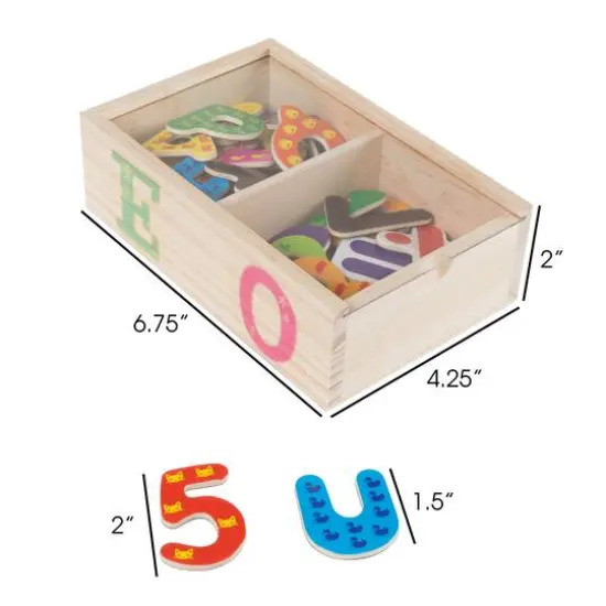 Toy Time Math & Alphabet Wooden Refrigerator Magnets Set {3}