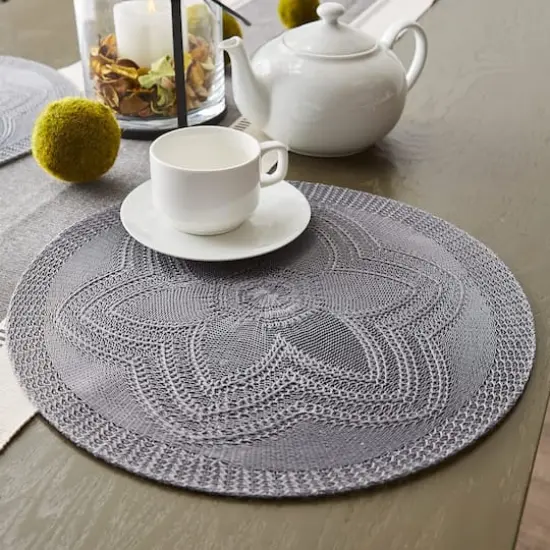 DII&reg; Woven Round Placemats, 6ct. Gray {3}