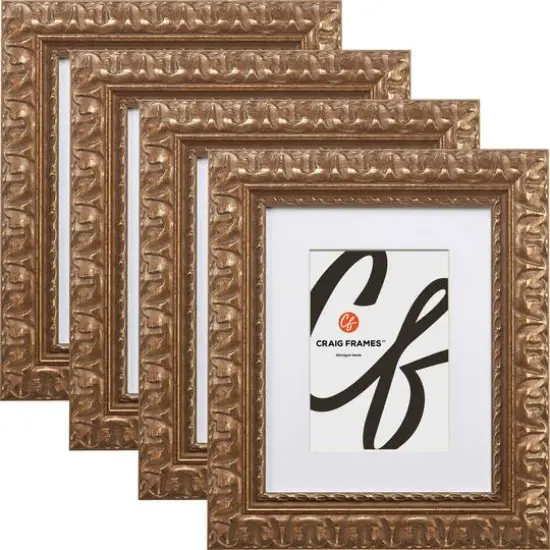 Craig Frames 4 Pack Bravada Ornate Bronze Picture Frame with Mat {1}