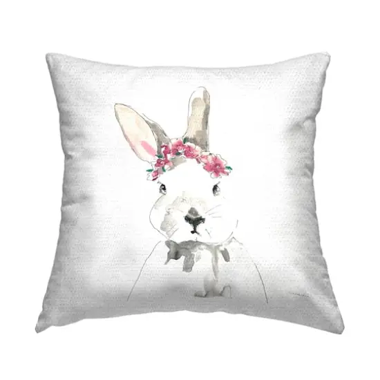 Stupell Industries Floral Crown Rabbit Bunny, Floral Crown Rabbit Bunny Outdoor Printed Pillow {1}