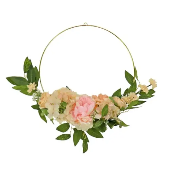 18" Spring Peony & Rose Hoop Wreath {1}