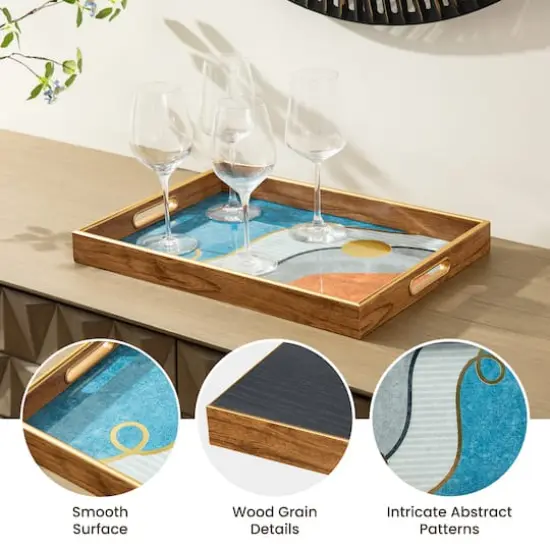 Glitzhome&reg; Rectangle Abstract Patterned Decorative Trays Set {5}
