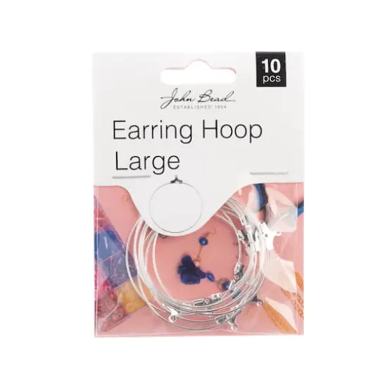 John Bead Must Have Findings 38mm Large Earring Hoops, 10ct. Silver {1}