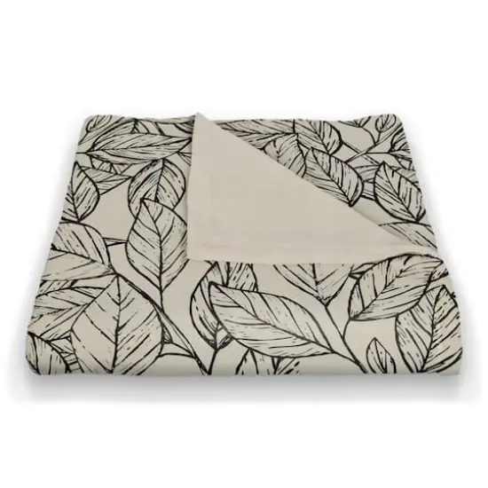 Sketched Leaf Pattern 50" x 60" Coral Fleece Blanket {3}