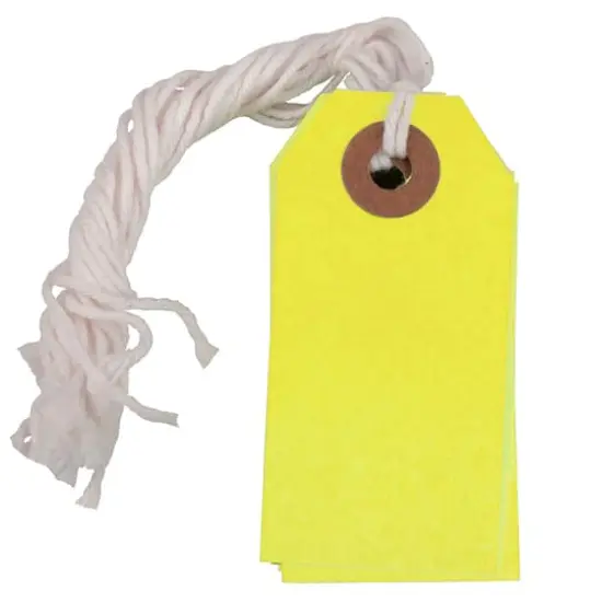JAM Paper Tiny Gift Tags with String, 100ct. Neon Yellow {3}