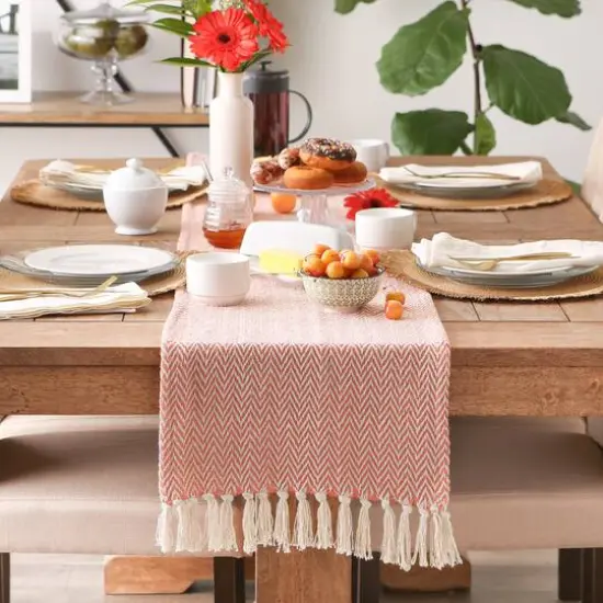 DII&reg; 108" Handloom Chevron Table Runner Spice {5}