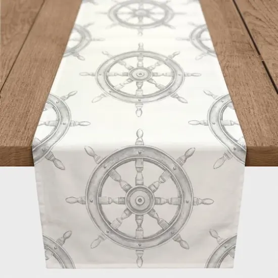 Boat Wheel Indoor/Outdoor Table Runner Gray {4}