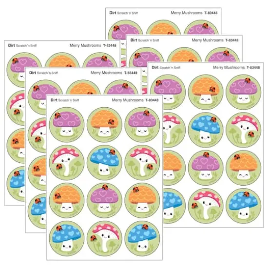 TREND Enterprises&reg; Merry Mushrooms, Dirt scent Scratch 'n Sniff Stinky Stickers&reg;, 48 Per Pack, 6 Packs {1}