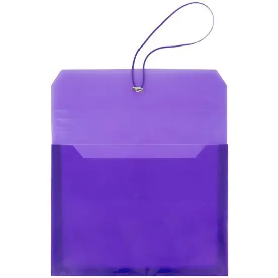 JAM Paper 9.75" x 13" Plastic Elastic Band Closure Expansion Envelopes, 12ct. Purple {4}