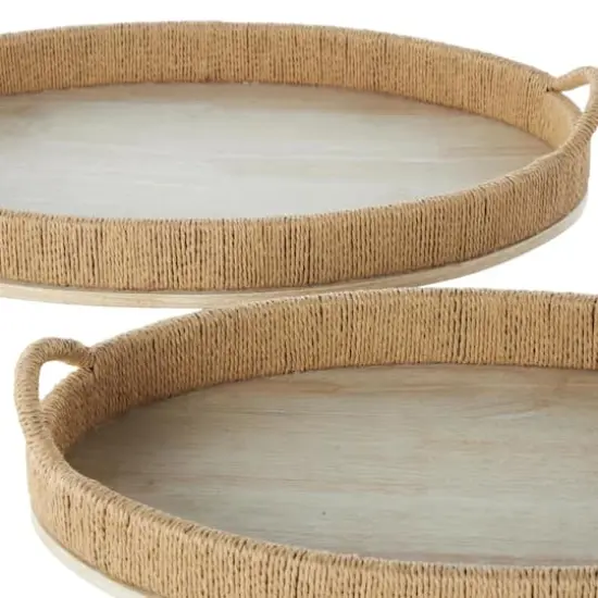 Brown Wood Tray with Wood Base Set {6}