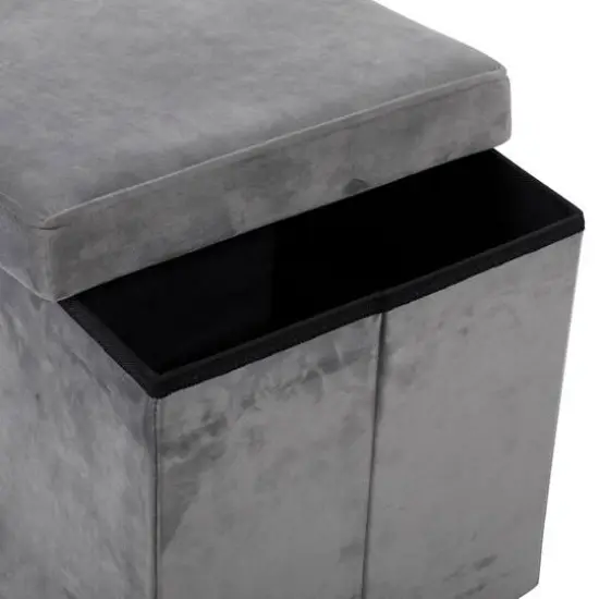 17" Modern Fabric Storage Stool Gray {6}