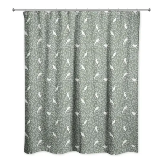 Birds on Leaves Shower Curtain Sage {3}