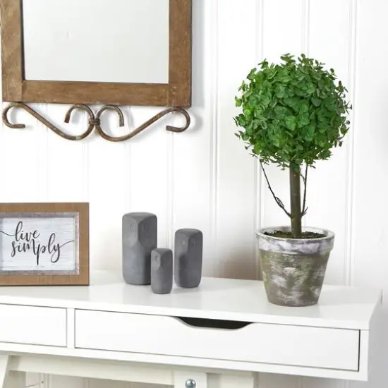 20" Potted Eucalyptus Single Ball Topiary Tree {4}