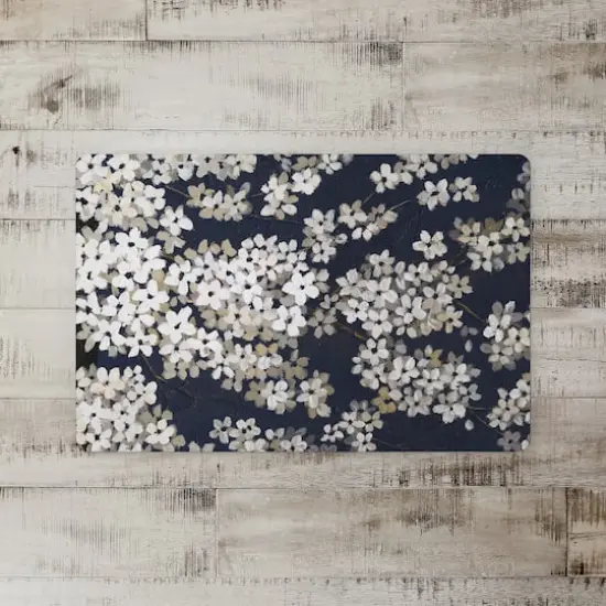 Navy & White Blossoms Floor Mat {3}