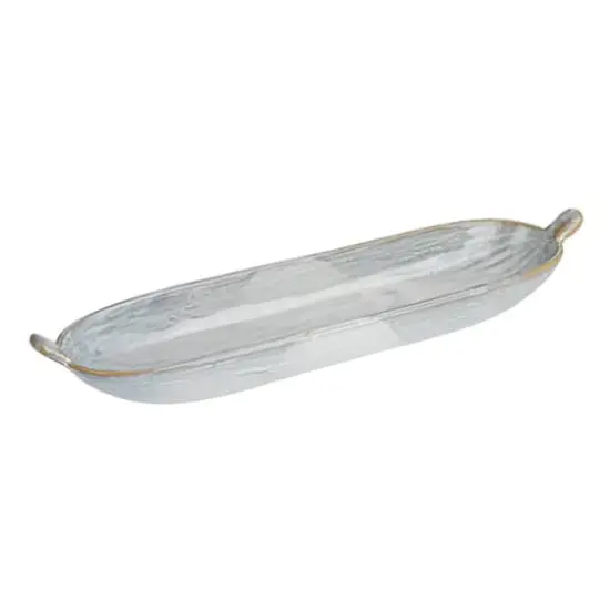 Hello Honey&reg; 13.25" Long White Stoneware Dish with Reactive Glaze {1}
