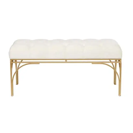 White Metal Glam Bench, 18" x 39" x 16" {4}